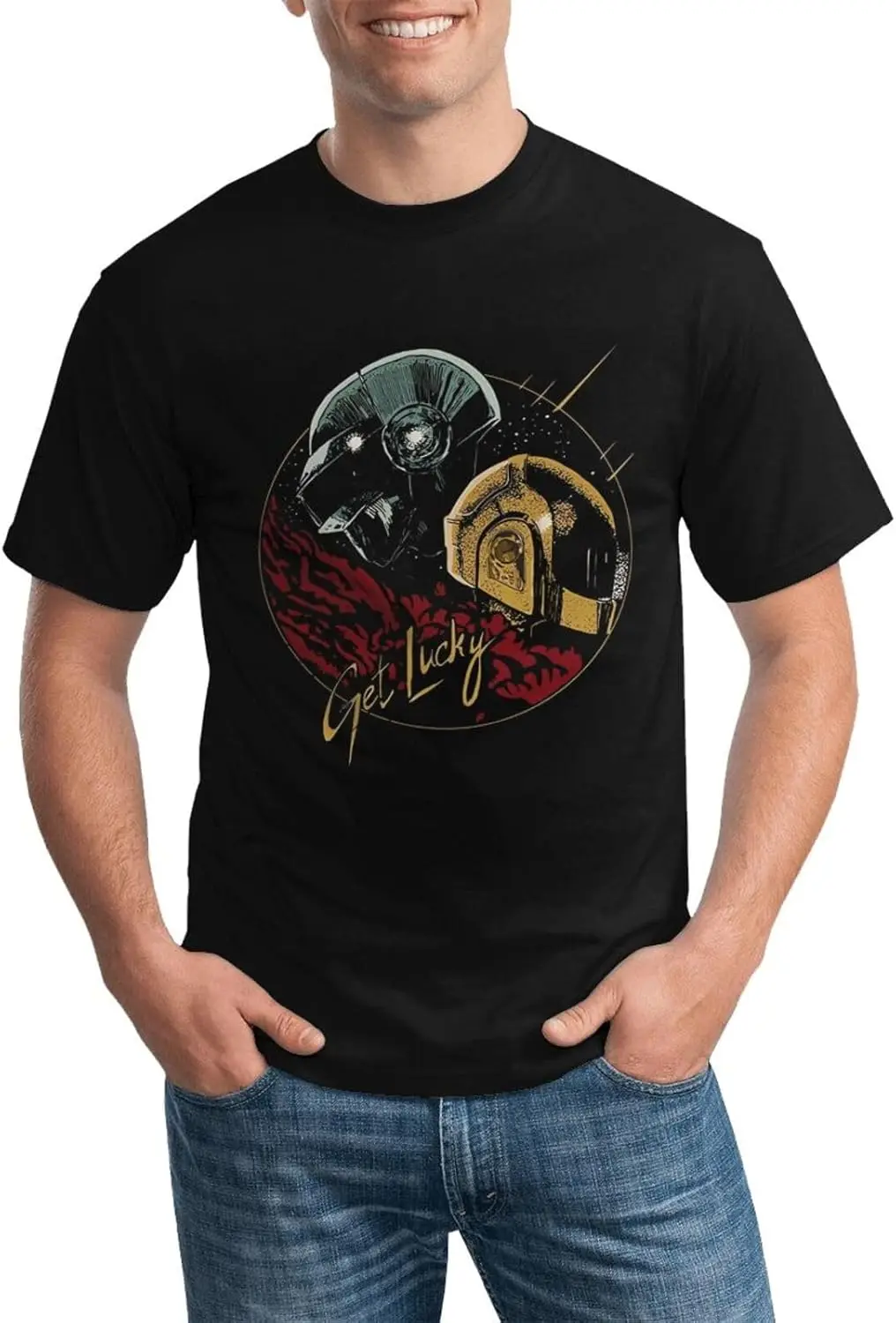 

Daft Music Punk Shirt Men's Personalised Short Sleeve T Shirt Fashion Graphic Tees Cool Casual Tops Black