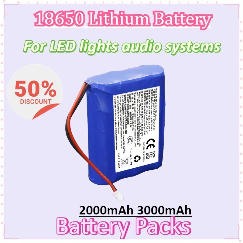 

C11.1V 2000mAh 3000mAh Large capacity Rechargeable Lithium Battery Pack for LED lights electric vehicles audio systems