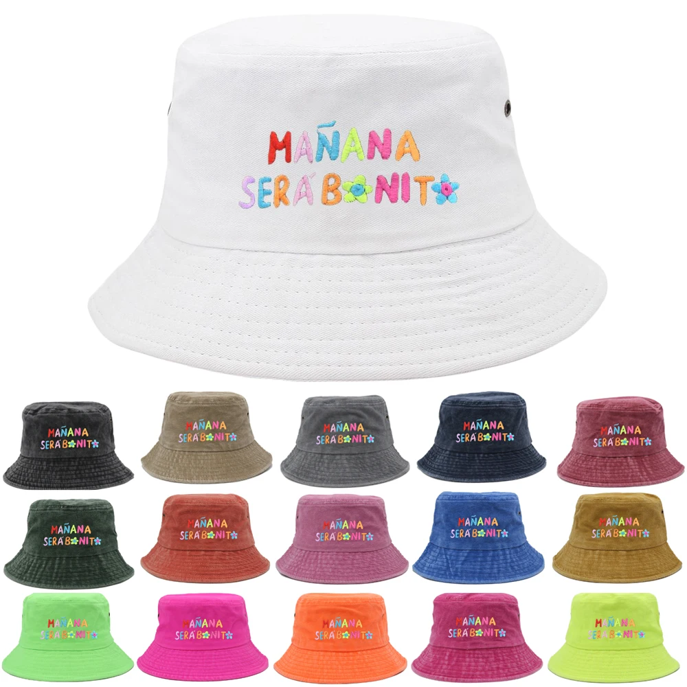 

Cotton Embroidered Karol G Fisherman Hats Manana Sera Bonito Bucket Hat Woman Summer Foldable Sun Hat Man Beach Hat