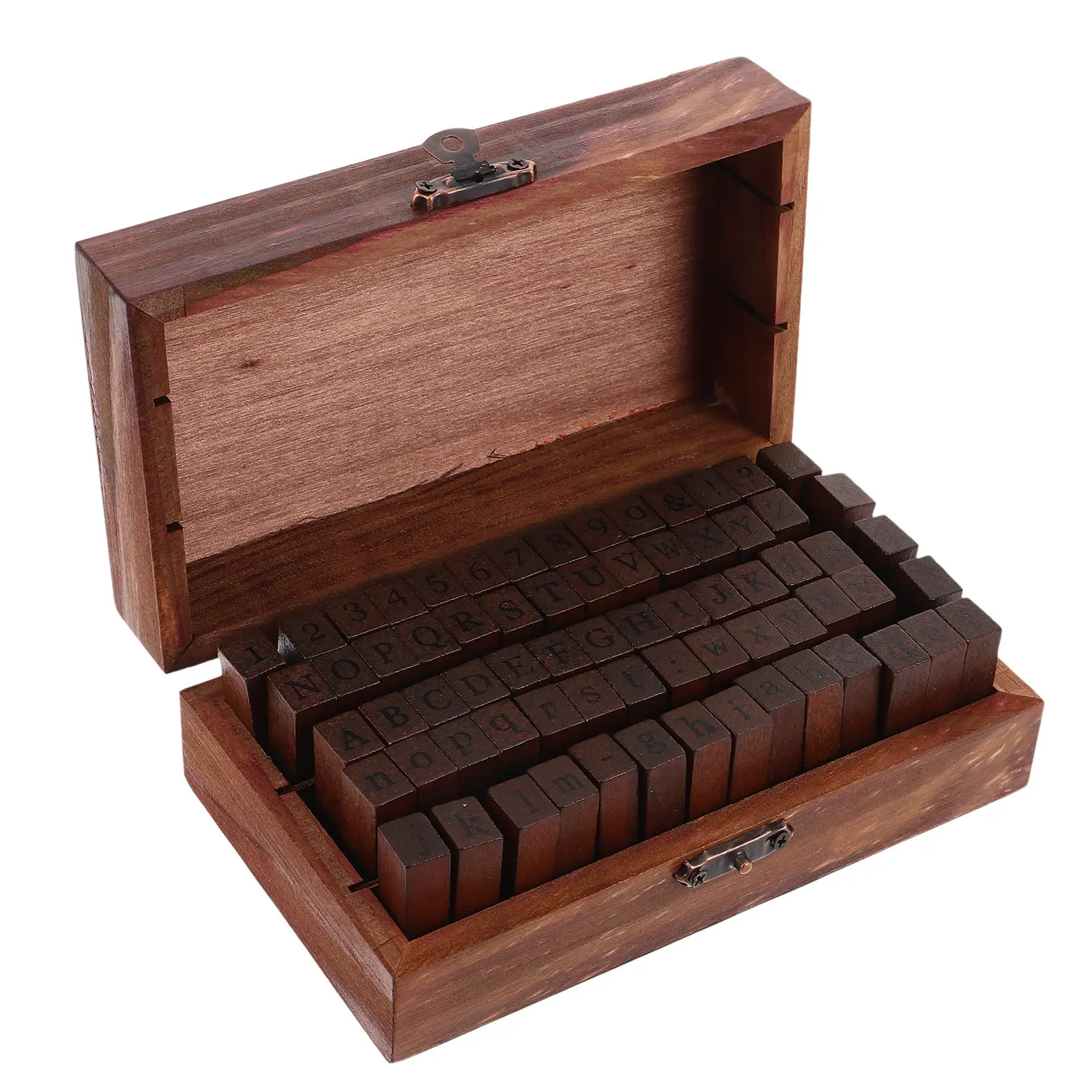70Pcs Digital Alphabet Number Letter Rubber Stamps Vintage Style in Wooden Box Case Creative Craft Stamp Set Rubber Stamps