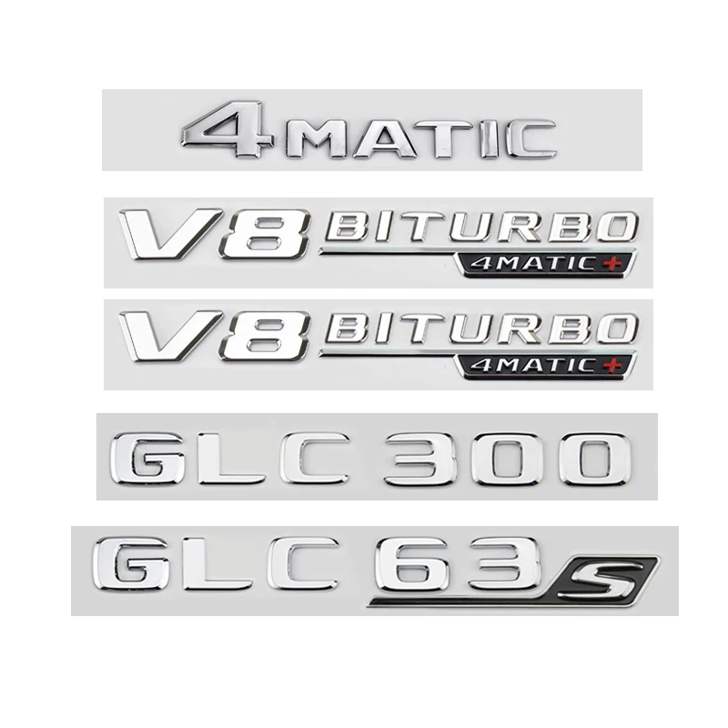 Suitable for  GLC CLASS X254 X253 GLC43 63S GLC220d 300 4MATIC AMG Tail Logo Matte Bright Black Chrome