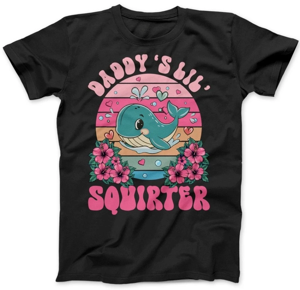 Funny Rude Whale T Shirt Daddy's Lil NSFW Joke Stag Do Hen Party Gag Tee Holiday Graphic Short Sleeve Casual Crew Neck T Shirt