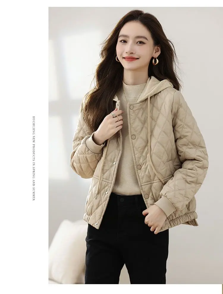 

New 2025 Women's Cotton Jaet ort Loose Lightweight Korean Sle Versatile Ladies Small Size Thin Cotton Coat Outerwear