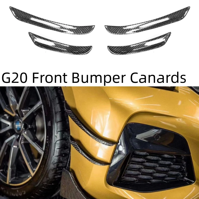 

Front Bumper Flap Canards Carbon Fiber Car Splitters Vent Fins For BMW 3 Series G20 G28 330i M-Sport 2019 2020 2021 2022 2023