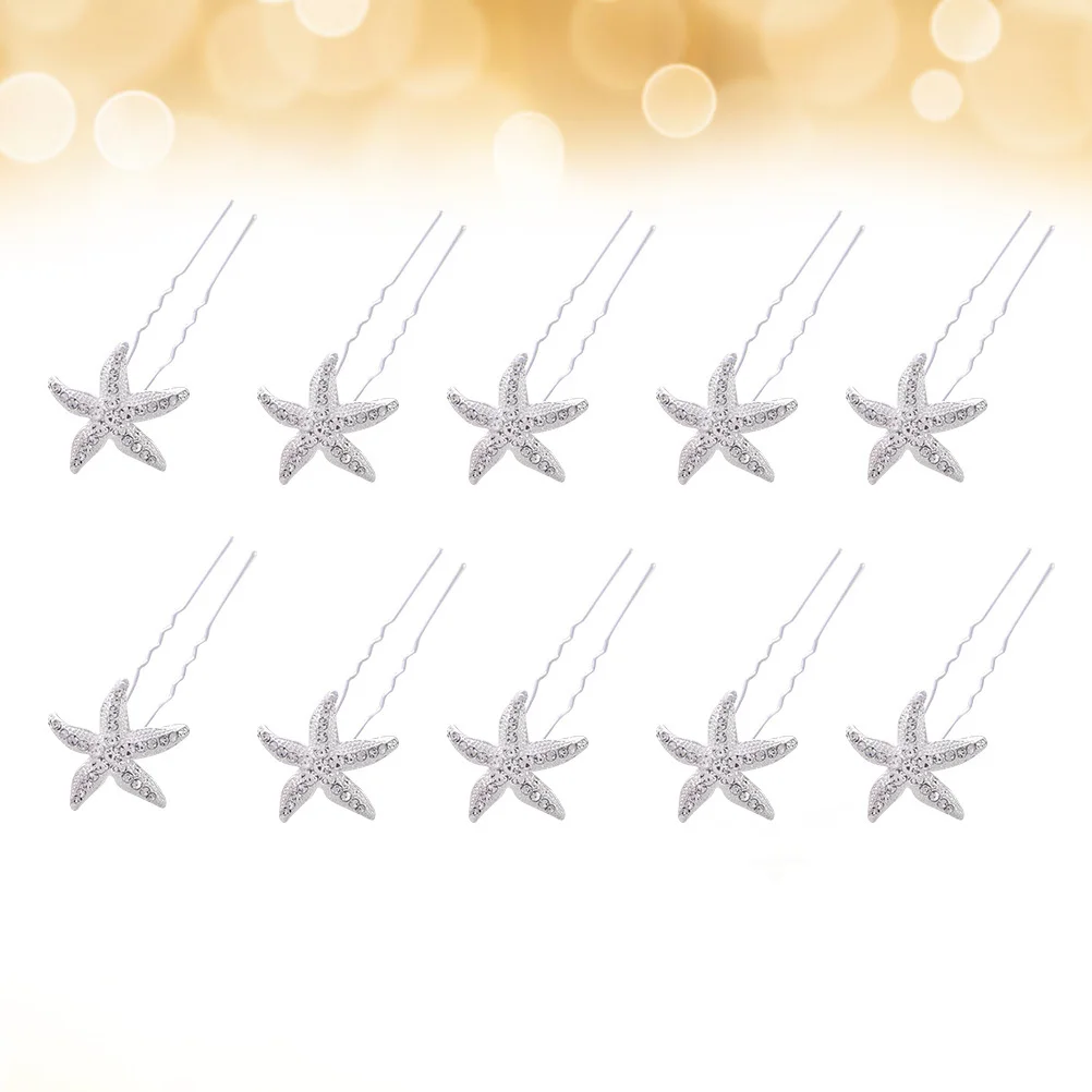 

20Pcs Handmade Crystal Rhinestone Hairpin Sea Star Design Decorative Wedding Bridal U Shape Hair Clip Party Hair Accessory