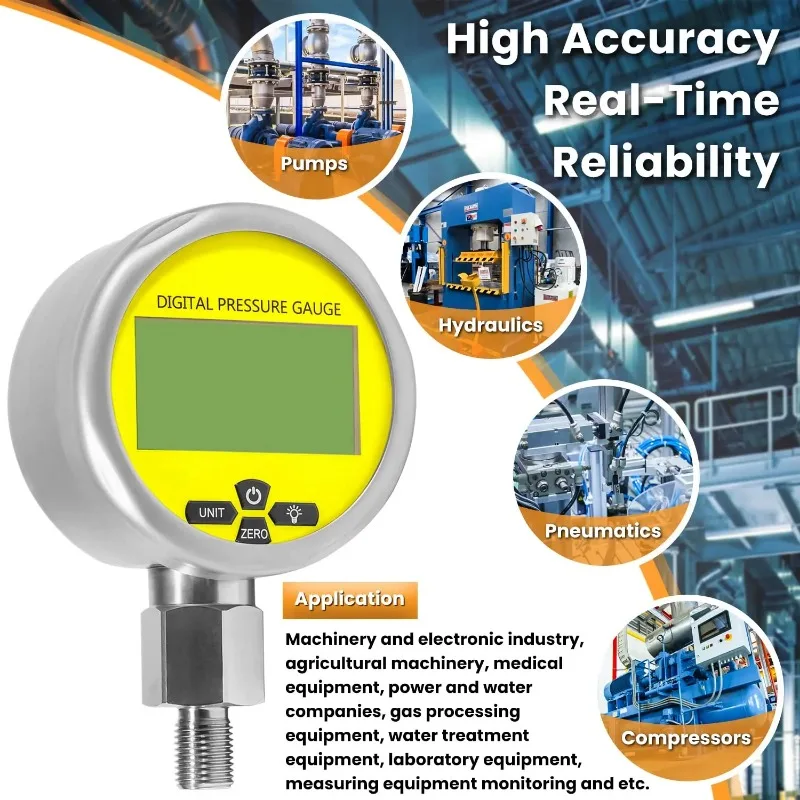 10000PSI Digital Hydraulic Pressure Test Coupling Kit Pressure Gauge Manometer Tester for USA Brand Excavator 1 Gauge 1 Hose 2 C