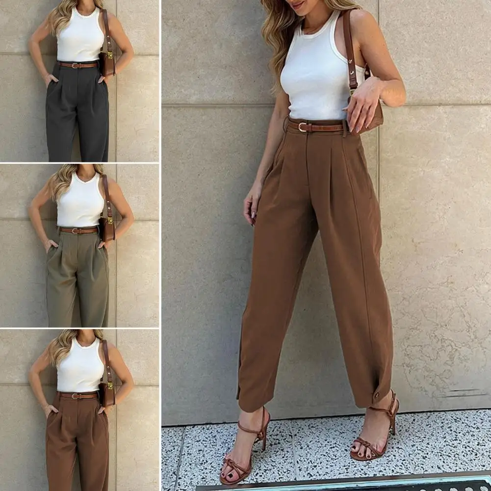 Mode Büro tragen hohe Taille Hosen für Frauen formelle Hosen Büro Outfits Bleistift hose schwarz braun grün Damen hose