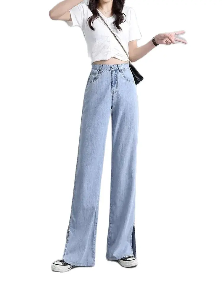 

Streetwear Vintage Blue Trend Loose Jeans Women High Waist Korean Fashion Wide Leg Denim Trousers Straight Baggy Pants Female