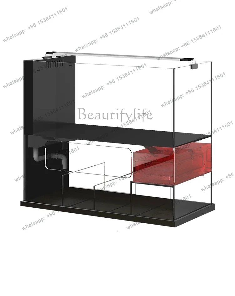 ecological stream integrated bottom filter water-free fish tank industrial wind ultra-white glass desktop tank
