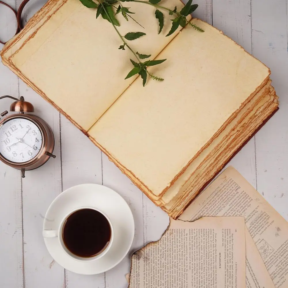 Антикварная бумага ручной работы Deckle Edge, винтажный журнал в кожаной переплете, Древо жизни, Книга теней, 13x8 дюймов, для женщин и мужчин