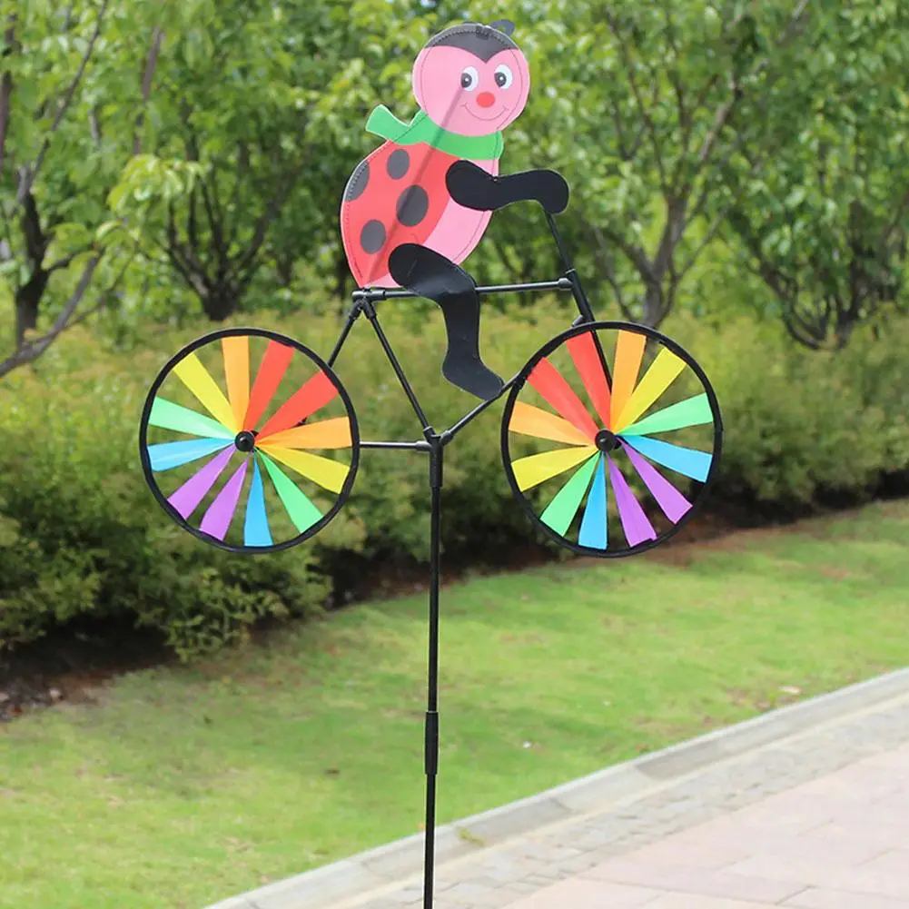 

Rabbit Bee Tiger On Bike DIY Windmill Animal Bicycle Lawn Gadgets Outdoor Whirligig Spinner Kids Wind Decorative Garden Toy L1X4