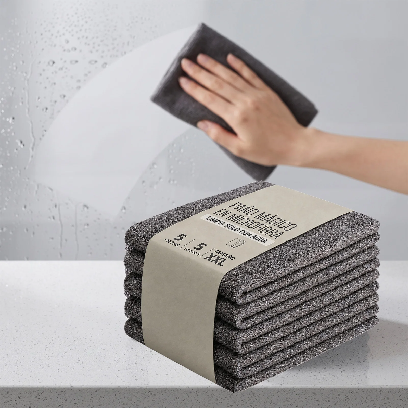 Magic cloth tightly woven for fast water absorption and stain removal Suitable for glass, mirrors, windows, kitchens, bathrooms