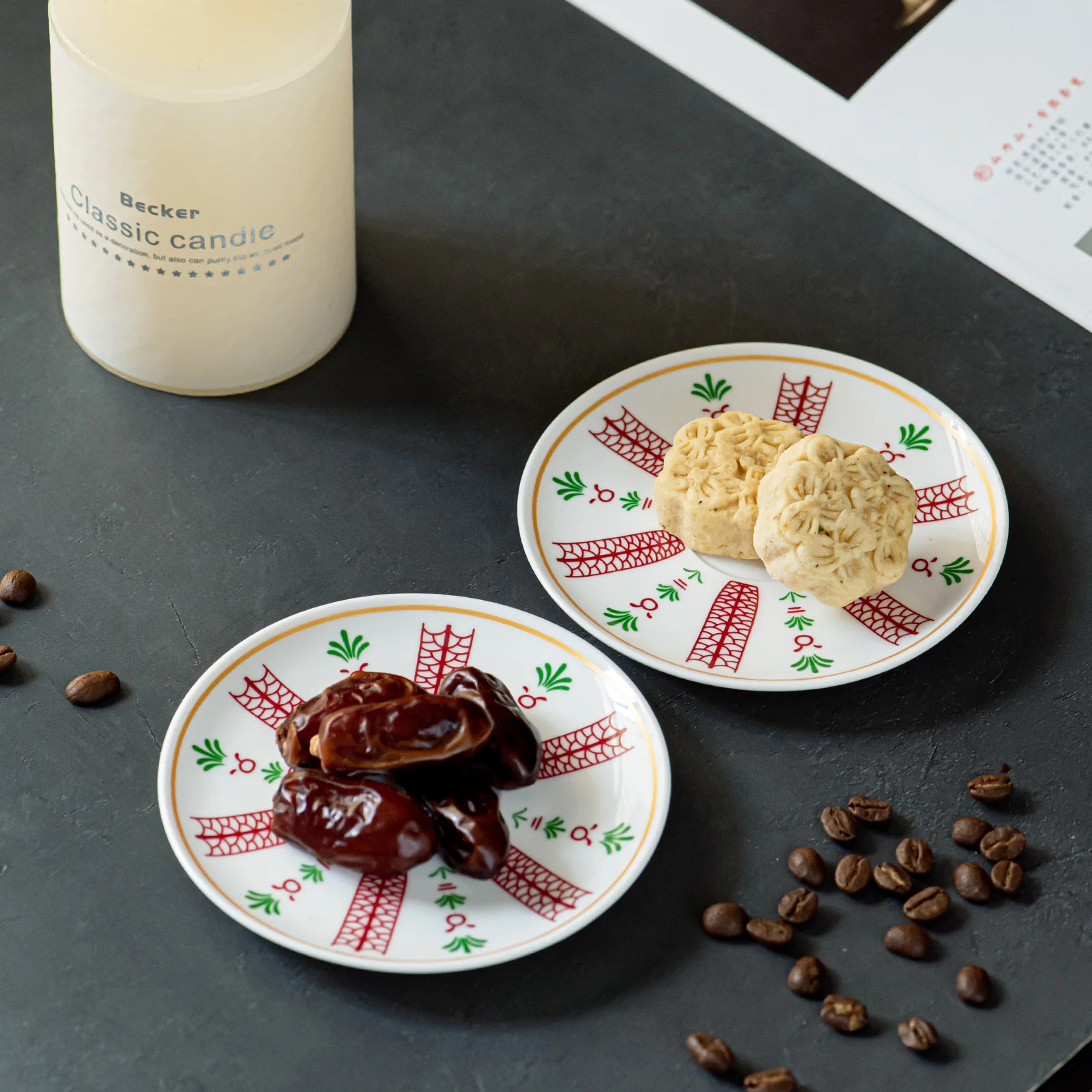 Date  Ceramic Dessert Plate Tea Room Flower Tea Restaurant Dim Sum Plate Household Breakfast Plate Ceramic