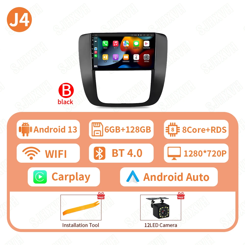 Android 16 autoradio voor GMC Yukon Chevrolet Tahoe Suburban 2008-2012 Carplay multimediaspeler navigatie stereo Wifi+4G
