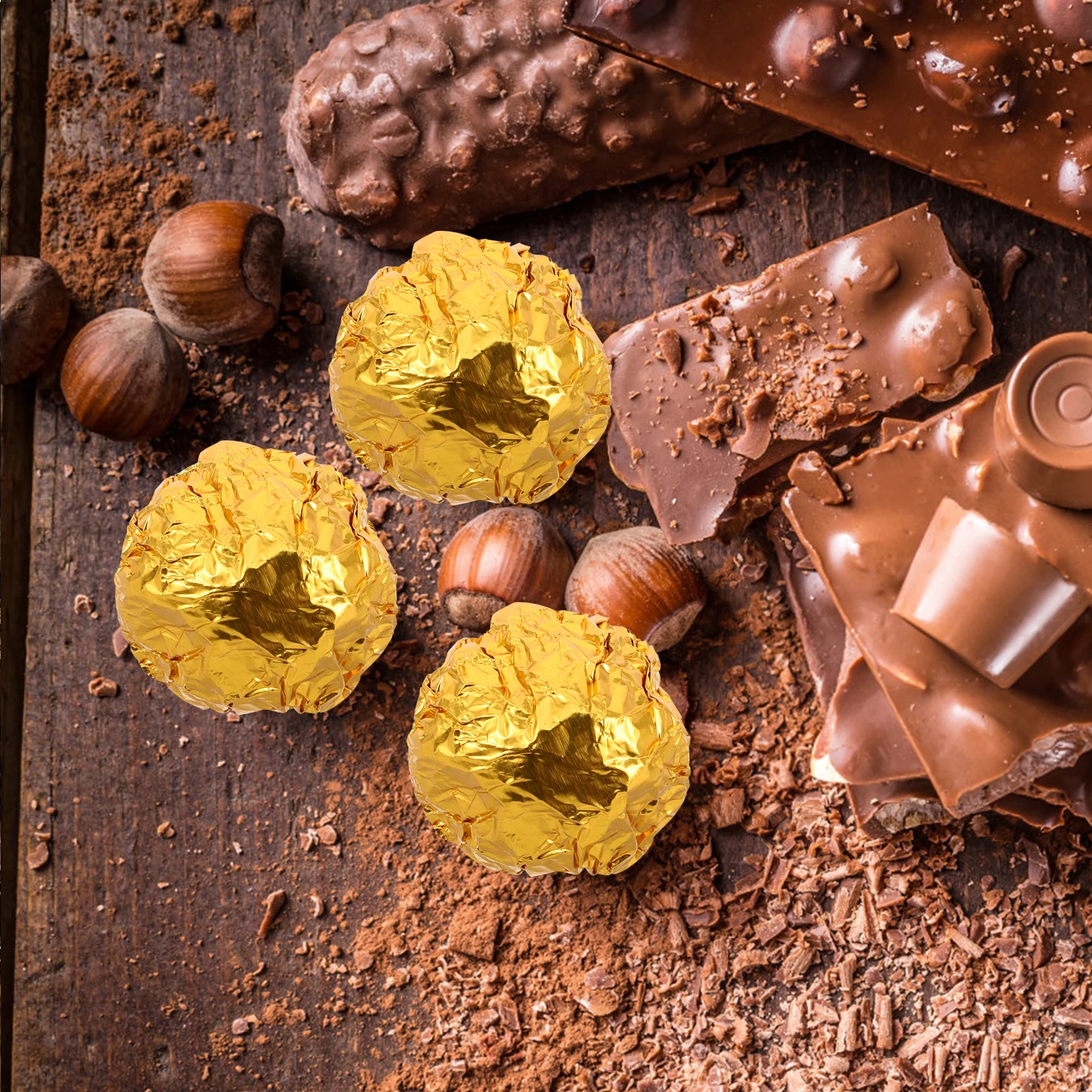 

100Pcs Chocolate Packaging Paper Aluminum Foil Wrappers Square Sweets Protection Gift Wrapping Supplies Colored Aluminum Foil