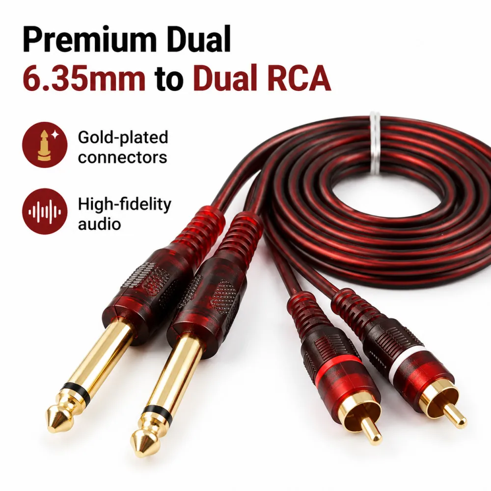 Miwayer Pro Studio Audio Cable - 1.5m Dual RCA to 1/4