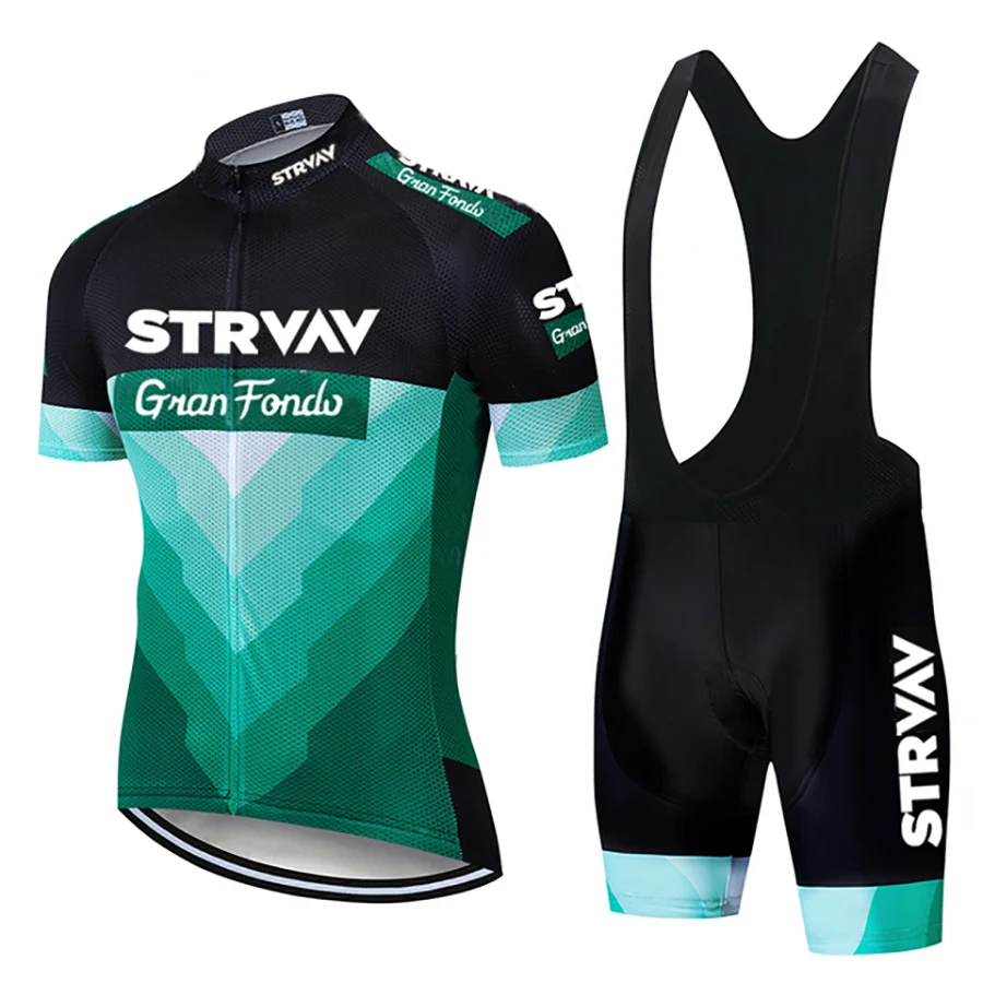 

2022 New STRVAV Style Men's Short Sleeve Cycling Suit Jersey Set Summer Bike Top Sport Wear Schlafly Bib