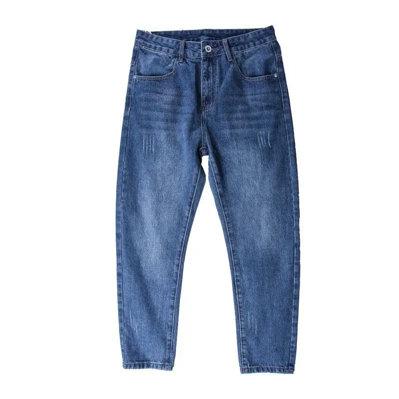 Korean Popular Clothes Men's Jeans Spring Summer Loose Straight-leg Simple Trend Versatile Cargo Casual Long Pants Work Trousers