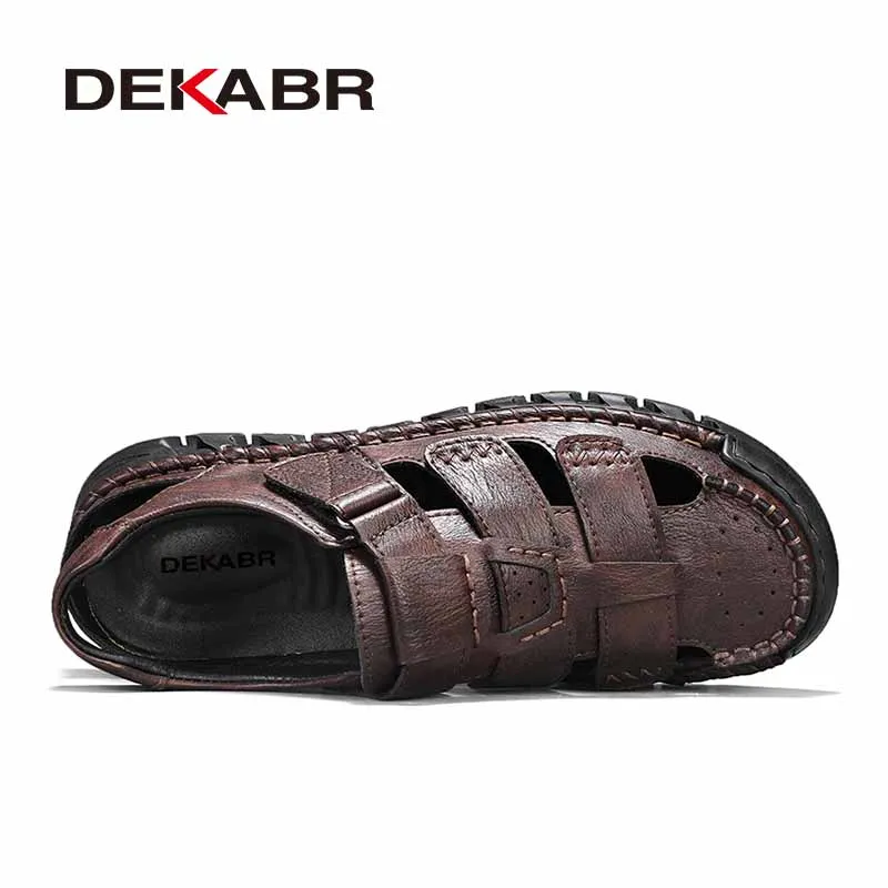 DEKABR Men Summer Hollow‑Out Sandals Magic Tape Rubber Anti‑Slip Sole Shoes