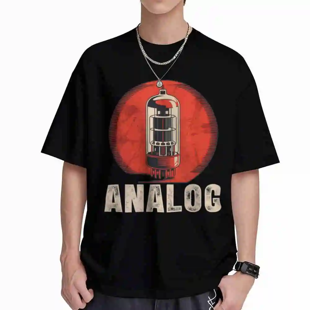 Vacuum Tube Amp Analog Vintage Retro 80S 90S Music Producer Short Sleeve Tee 100% Cotton T-Shirt