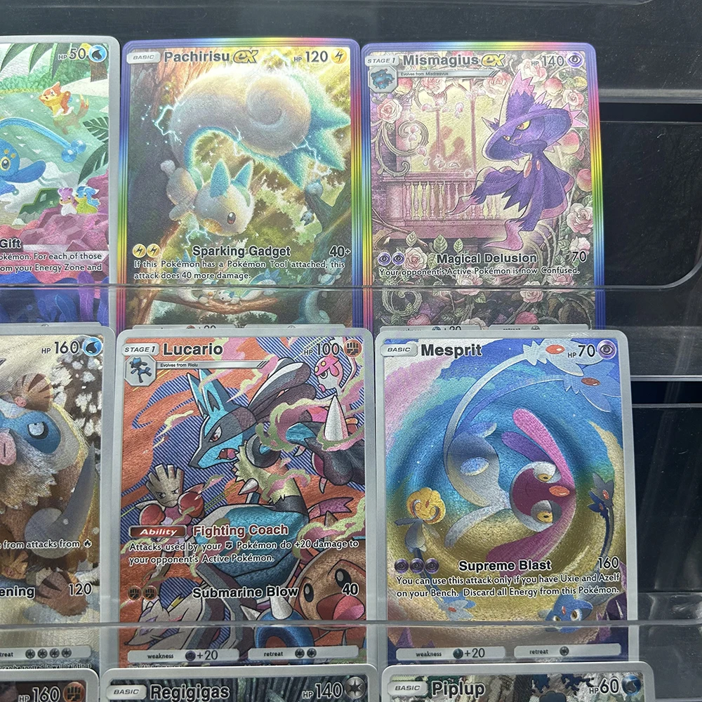 9PCS PTCG Anime Full Art Holo Trading Card Collection Manaphy Pachirisu Mismagius Lucario Mesprit Premium Foil Collector Set - view 4