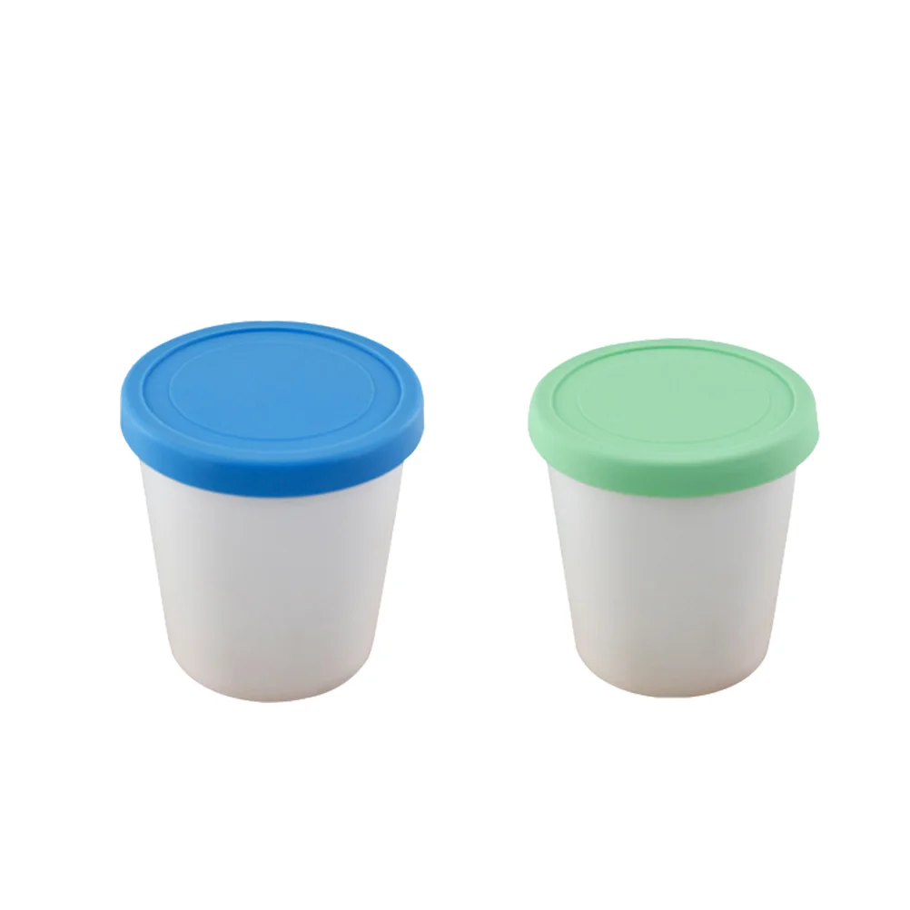 

2 Pcs Ice Cream Cup Silicone Round Packing Freezing Large Diameter Freezer Container Silica Gel Yogurt with Lid Dessert