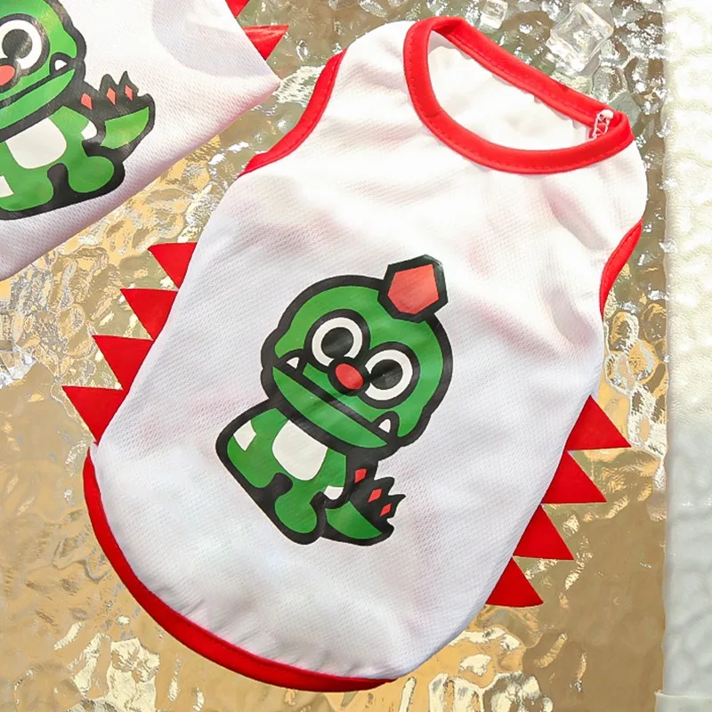 

Fashion Dinosaur Vest Summer New Dog Clothes Pet Mesh T-Shirt Small and Medium Dog Outdoor Sunscreen Short Sleeve