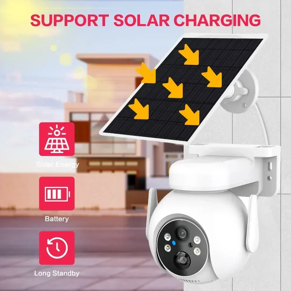 Imagem -03 - Câmera de Segurança Solar ao ar Livre com Painel Solar Vigilância sem Fio Ptz Bateria Pir Detecção Humana Wifi 5mp Icsee 360 °