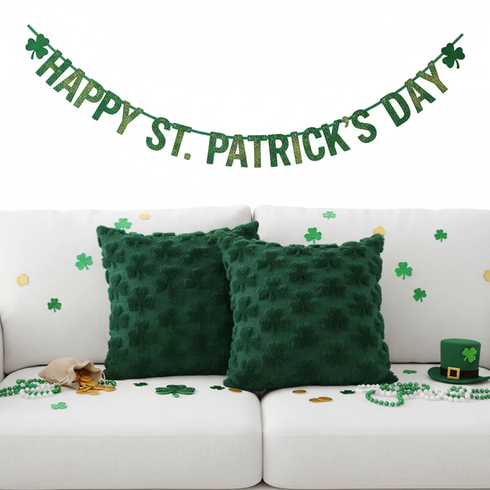

Чехлы на подушки ко Дню Патрика, зеленый трилистник, 18x18 дюймов, набор из 2 наволочек для March Holiday, домашний уличный декор