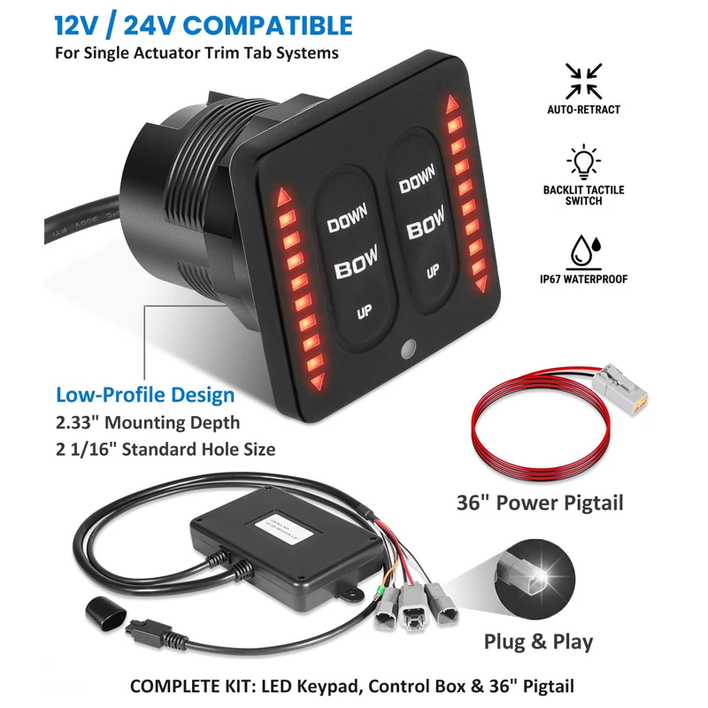 (12V/24V) 15270-001 LED Indicator Two-Piece Tactile Switch Kit with 36