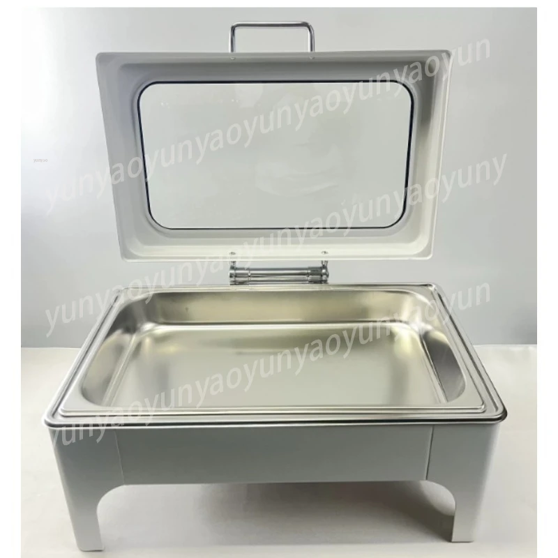 Stainless Steel Hydraulic Flip Buffet Stove Electric Heating Visual Insulation Pot Hotel Catering Breakfast Warmer