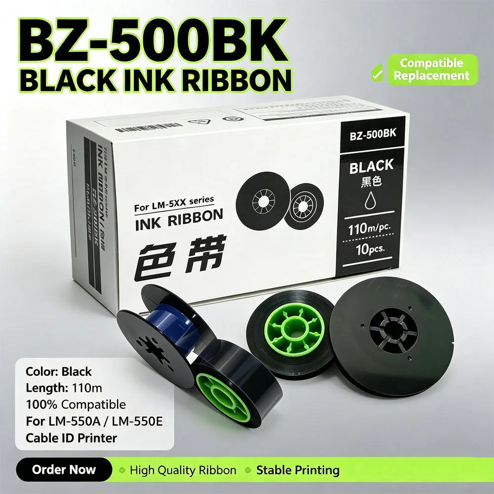 Printer Ink Ribbon LM-IR50B Compatible BZ-500BK Consumables For Wire Marker ID Printer LM-550A/E Electronic Marking Machine