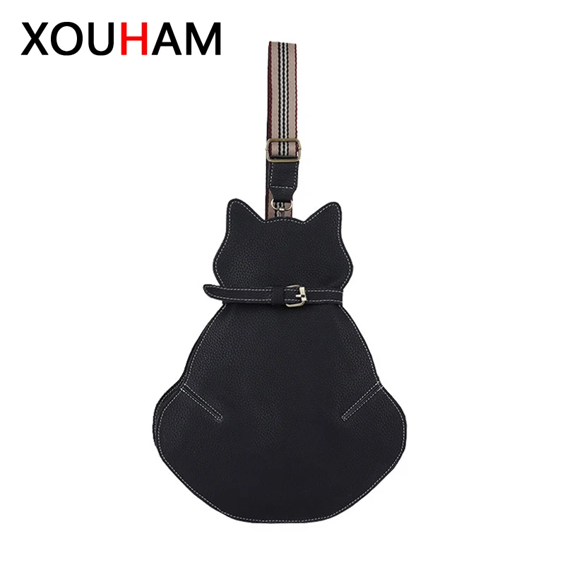 

XOUHAM Women Shoulder Bag PU Leather Chest Bags 4 Colors Retro Ladies Spring Crossbody Pocket Female Mobile Phone Purse Cats