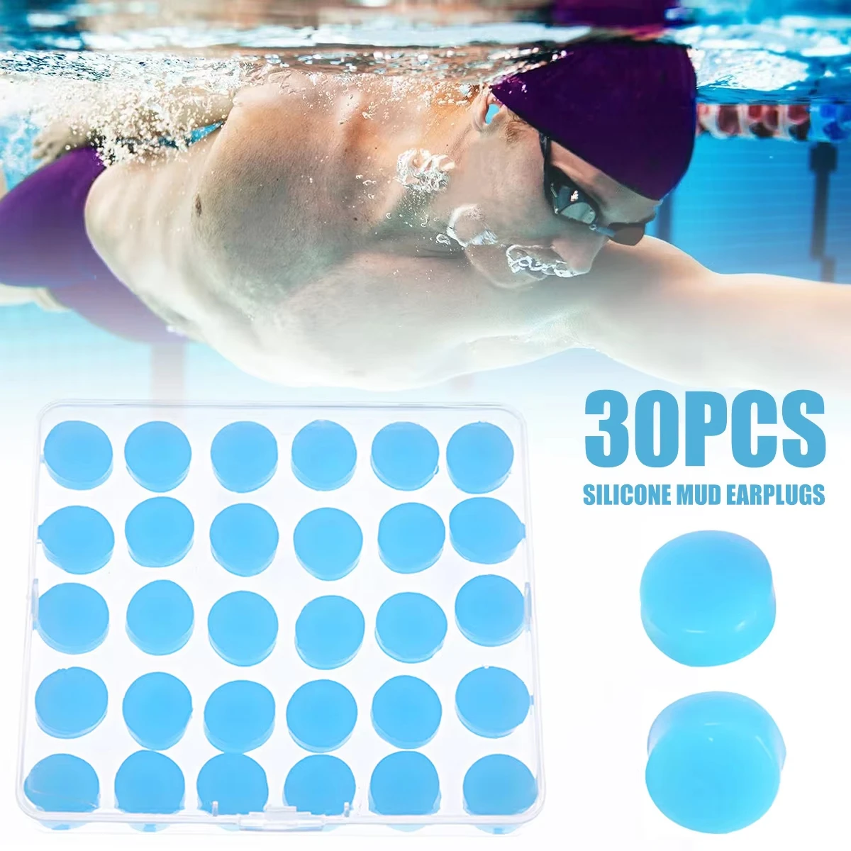 30pcs Silicone Ear Plugs Reusable Silicone Earplugs for Sleeping Swimming Studying Flying Noise Reduction Flexible Ear Plugs