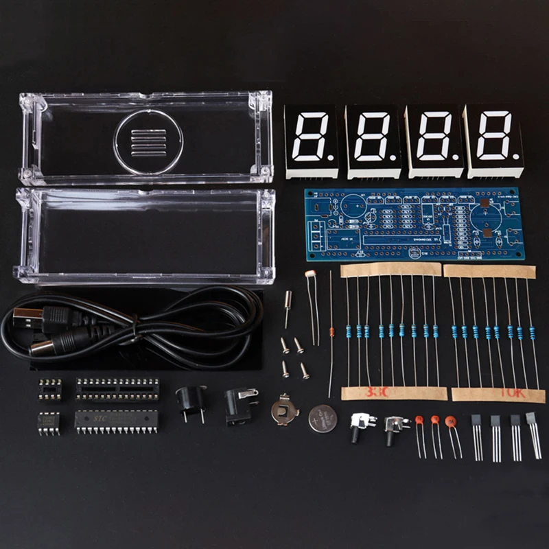 DIY Electronic Clock Kit Multifunction LED Digital Clock Production Kit 51 Microcontroller Time Alarm Date Temperature Display