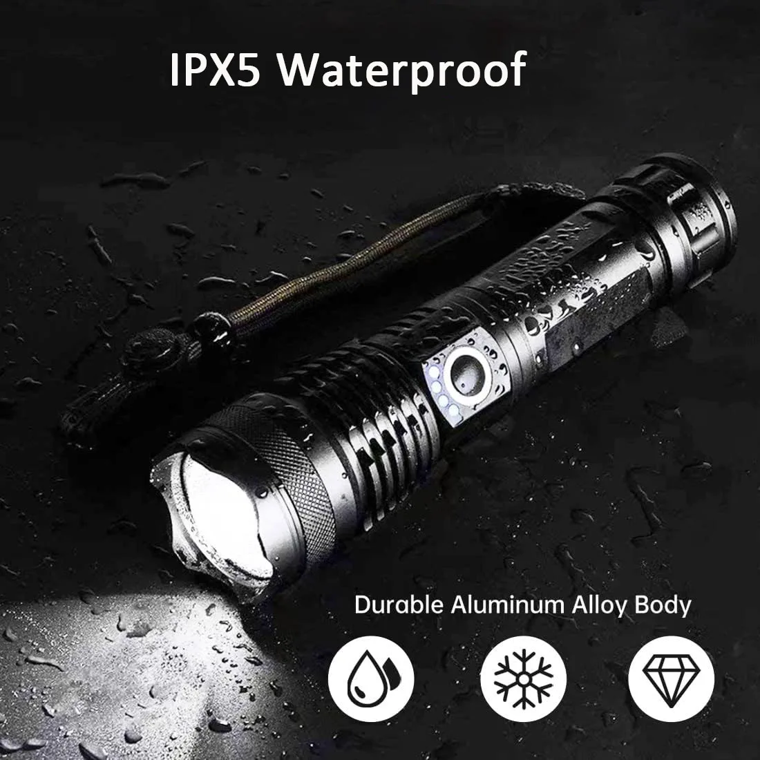 Leistungsstarke Wiederaufladbare LED-Taktische Taschenlampe, Superhelle Handlampe für Notfälle, Wandern und Jagd – Detail 5