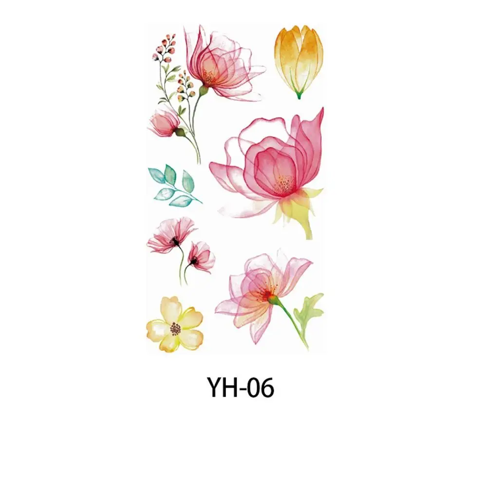 Watercolor Flower Women\'s New Cherry Blossom Petals Painting Disposable Waterproof and Anti Sweat Temporary Tattoo Sticker