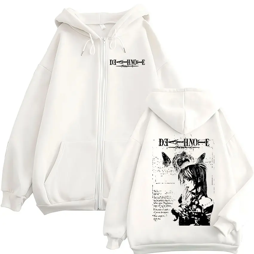Anime Death Note Misa Amane Reißverschluss-Hoodies für Männer und Frauen, hochwertige Mode, lässige Kapuzen-Sweatshirts mit Reißverschluss, Jacken, Mäntel