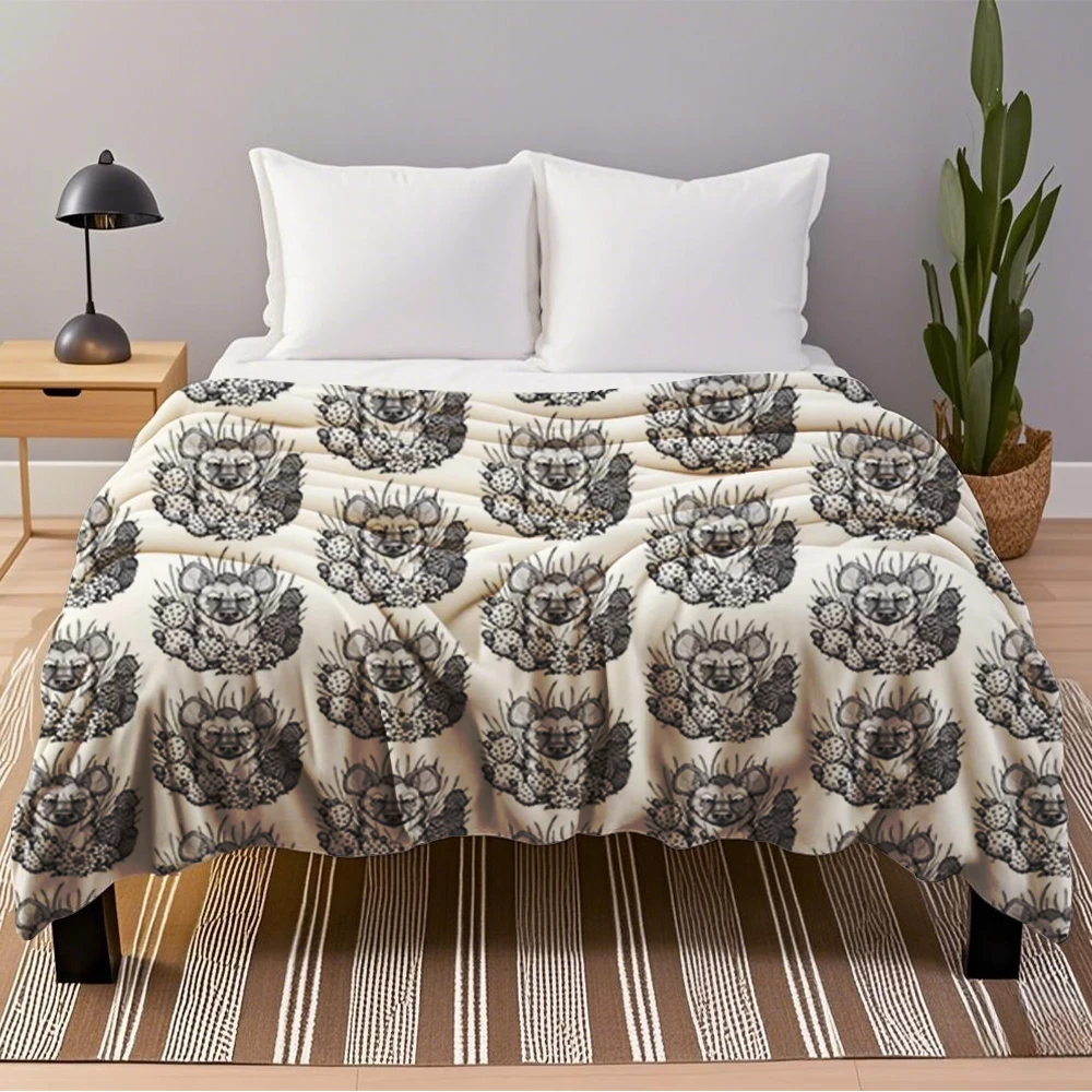 

Fashionable and simple Flannel Blanket Hyena amp Arid Plants bedsheet throw non fading resistant Wrinkle-resistant Blankets