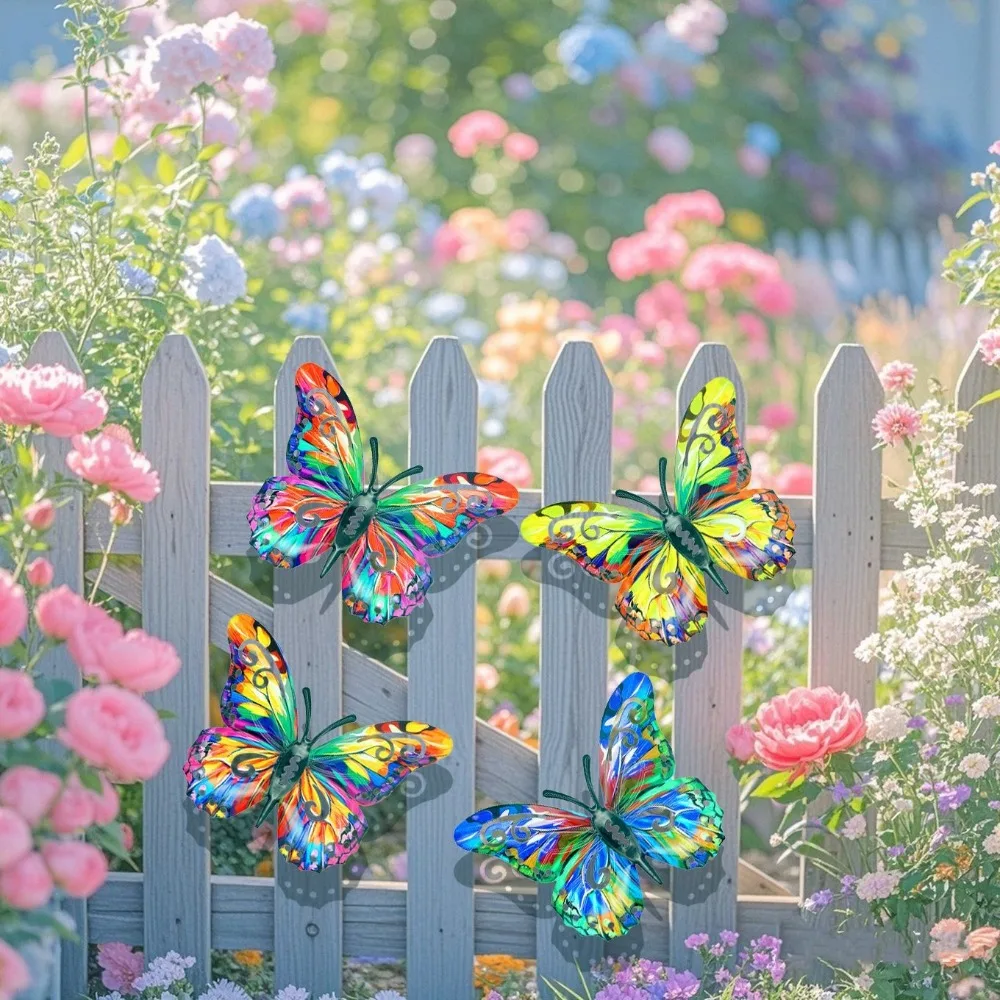 

Colorful Butterfly Metal Wall Decor, Elegant Butterfly Wall Sculpture, Suitable for Garden, Balcony, Patio, Outdoor Fence De