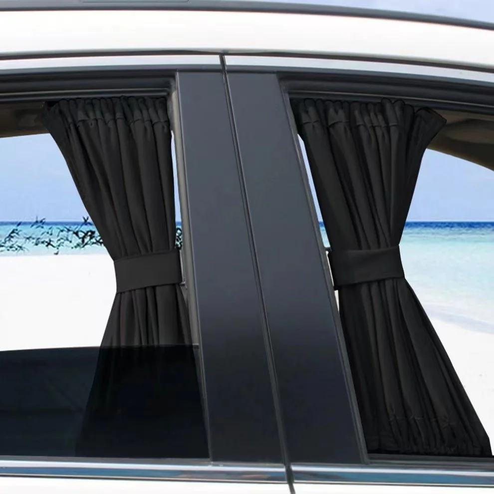 Universal Car Sun Shade Side Window Curtain Auto Foldable Uv Protection Black Pure Cloth Sun Visor Blinds Cover Car-Styling 2pcs