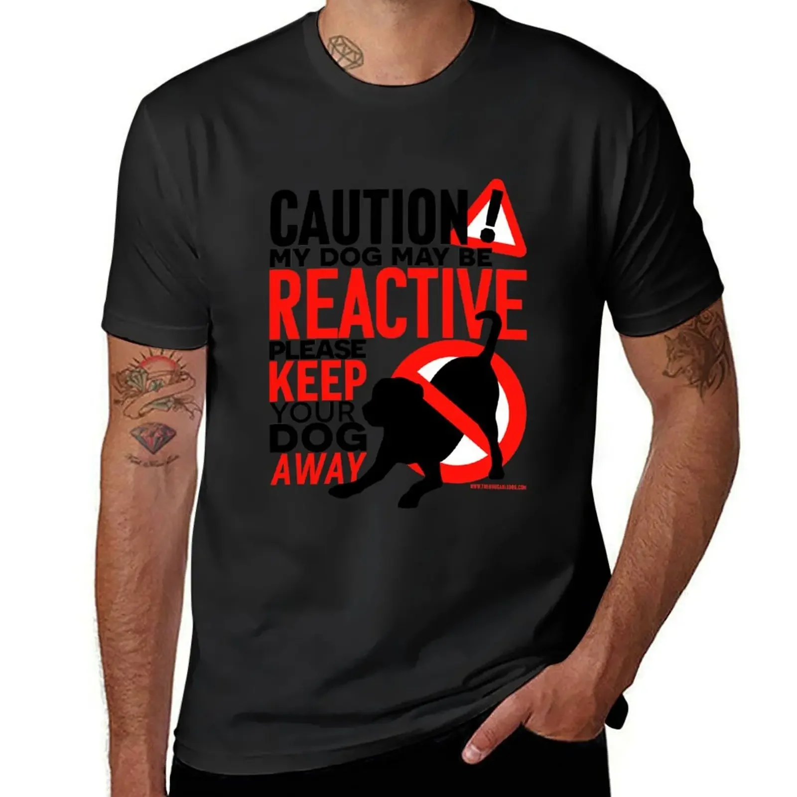 Caution My dog may be REACTIVE, Keep your dog away T-Shirt vintage graphic tee korean fashion men tshirt