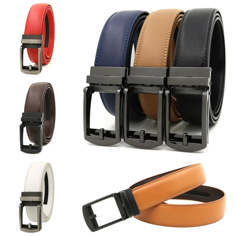 

Men's Leather Business Belt Automatic Buckle Casual Solid Colour Alloy Buckle Fashion Belt Jeans Accessories 3.5cm