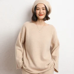 Hot Sale New Fashion 2023 Winter Knitwears Plus Size Women Sweater 100% Pure Cashmere Pullover Loose Women's Clothing SWS01