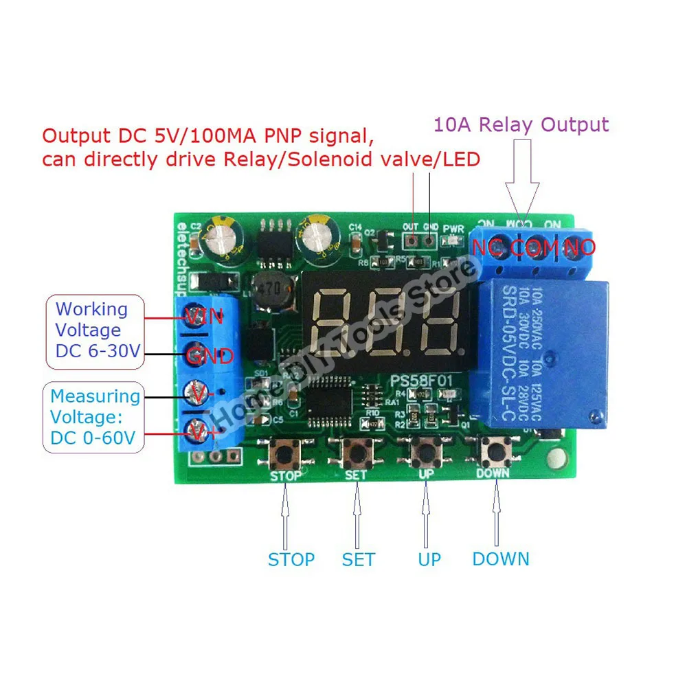 DC0-60V自動カットバッテリー充電器制御電圧過電圧保護UPS鉛酸18650