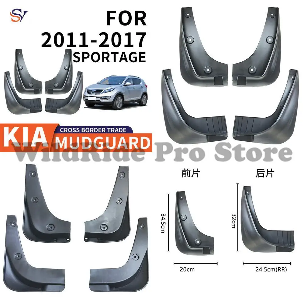 

Front and Rear Mud Flaps for 2011-2017 Kia Sportage Easy Installation Soft Rubber Tire Fender Liners with Durable Protection