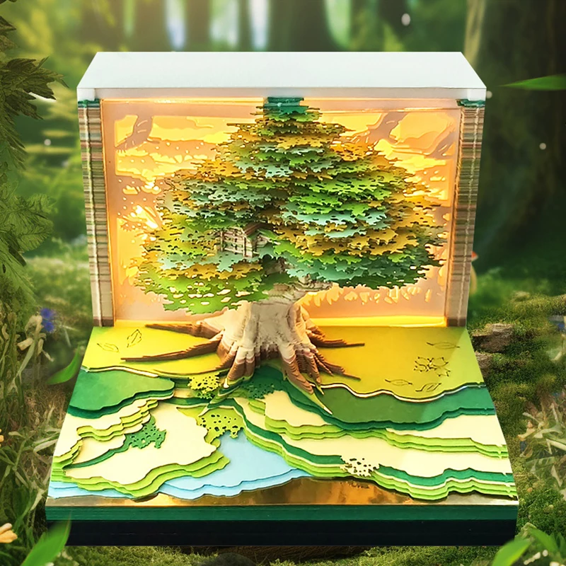

Календарь Time Piece 2026 Настольный календарь со светодиодной подсветкой 3D-разрывной календарь Резьба по бумаге Художественный блокнот Блокнот Подарок на Рождество