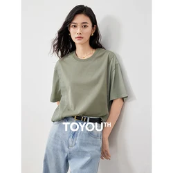 TOYOUTH Women Retro T-shirt 2024 Summer New Versatile Slimming Top