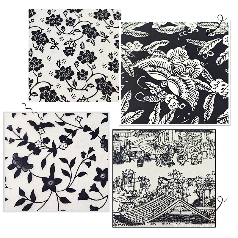 Pottery Art Underglaze Color Black Flower Transfer Paper Plum Blossom/Butterfly Pattern DIY Ceramic Coloring Pottery Tools