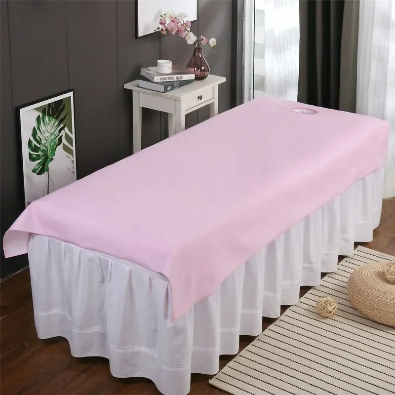 New Waterproof Oil-proof Washable Soft Spa Clubhouse Dedicated Breathable With Holes Flat Bed Sheet Beauty Salon Massage